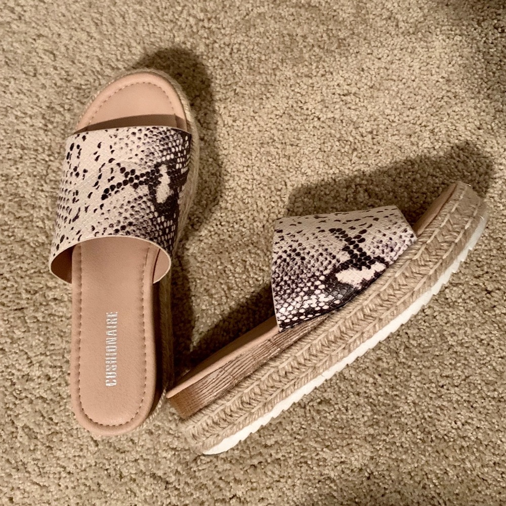 Snake Print Platform Sandals